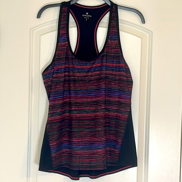 Athleta Multicolor Stripe Racerback Sporty Tank Size L - Picture 1 of 7